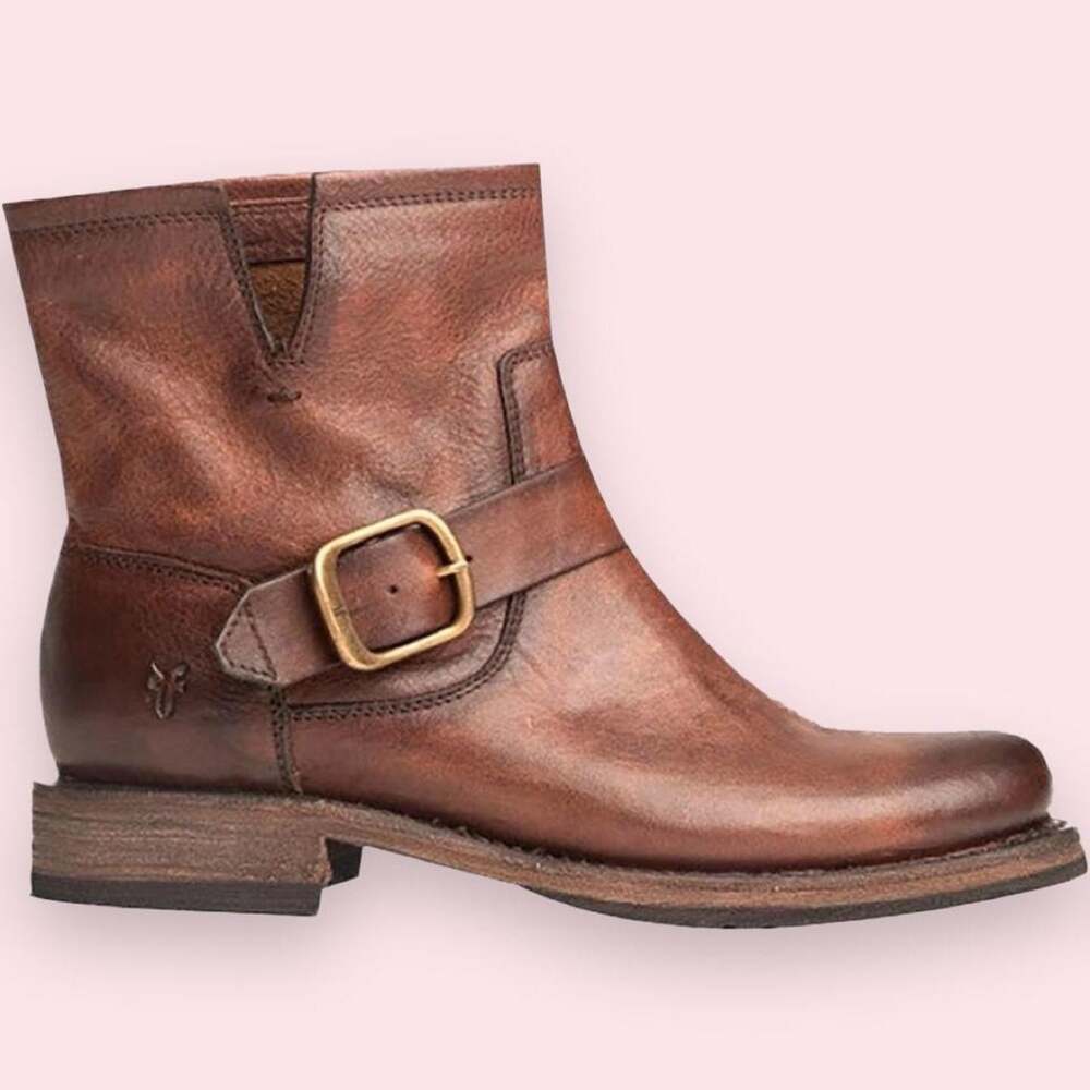 FRYE Tyler Engineer Leather Ankle Boots in Cognac